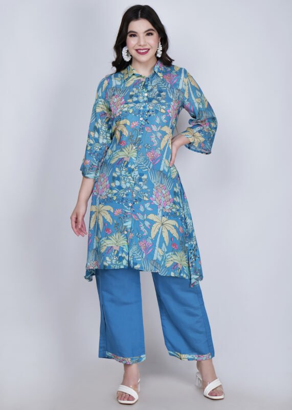 Kailee co-ord set shirt collar with palazzo pants