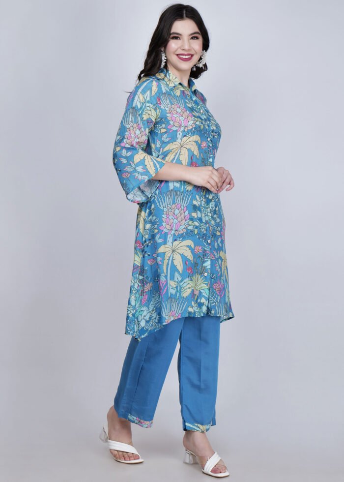 Kailee co-ord set shirt collar with palazzo pants