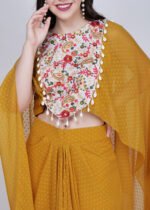 Aria short cape with stitched saree dress