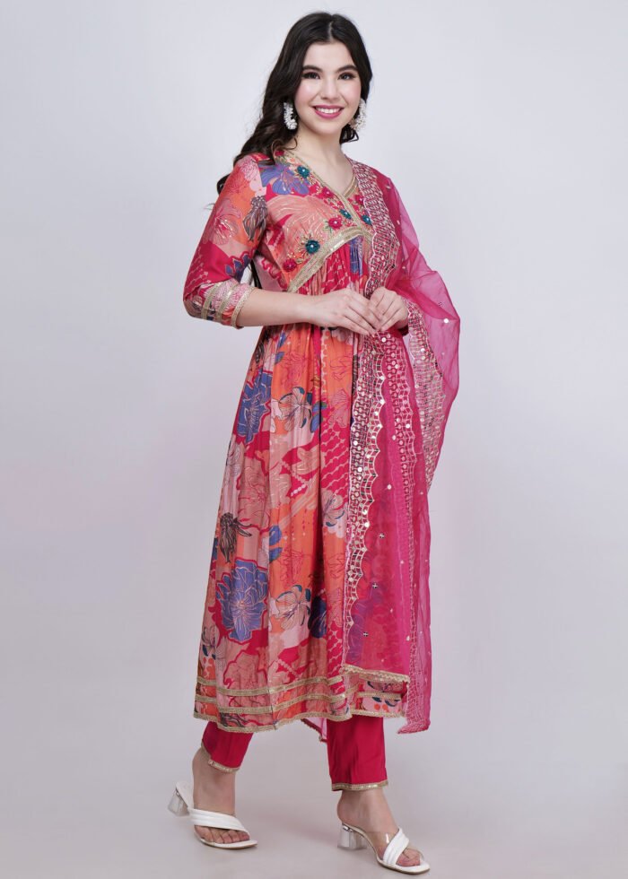 Kaiynat anarkali suit with pants and dupatta