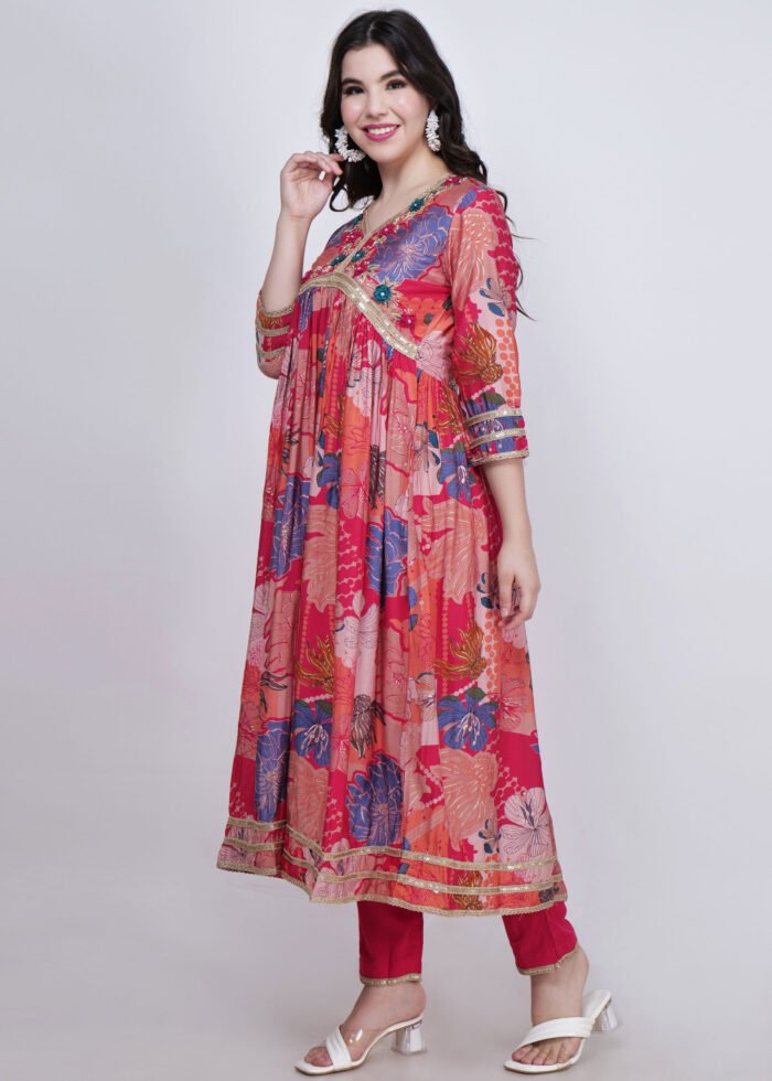 Kaiynat anarkali suit with pants and dupatta