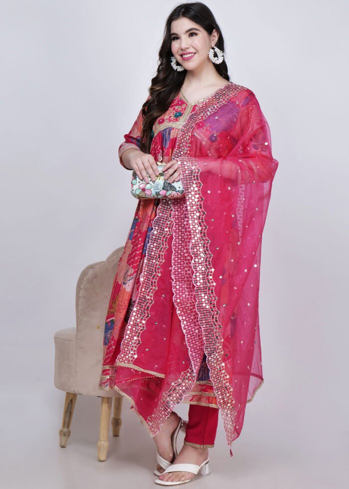 Kaiynat anarkali suit with pants and dupatta