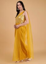 Aizel stitched saree dress organza silk one shoulder dress