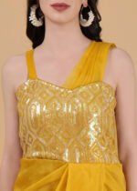 Aizel stitched saree dress organza silk one shoulder dress